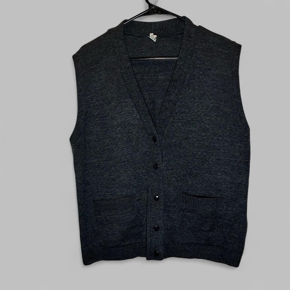 Vintage Vest Dark Grey with two front pockets academia preppy M/L